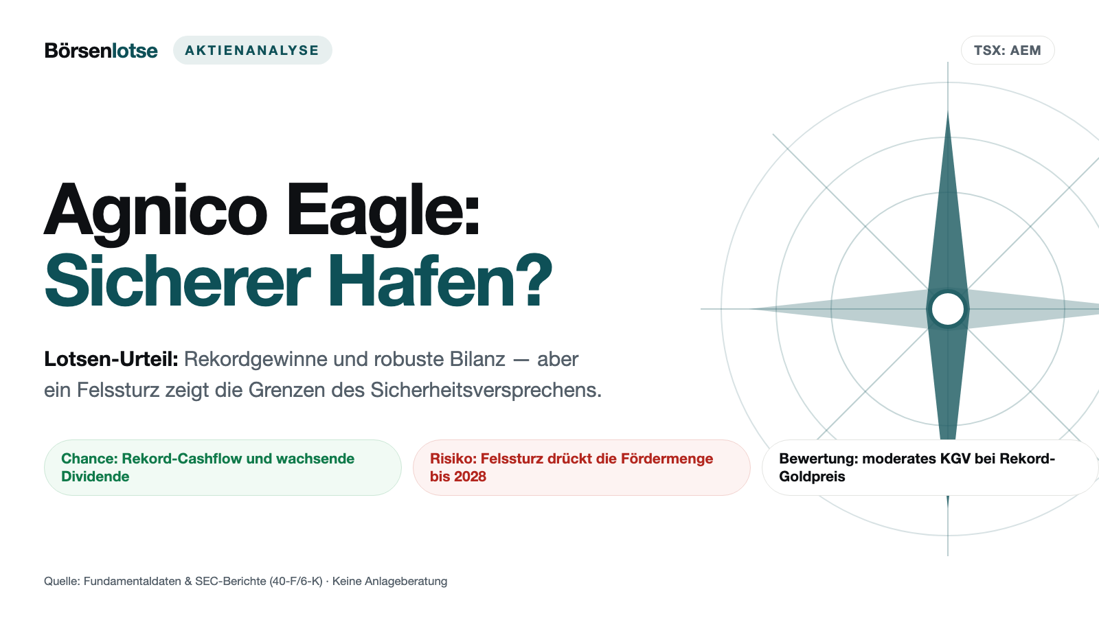 Agnico Eagle: Der „sichere Hafen" hat einen Felssturz