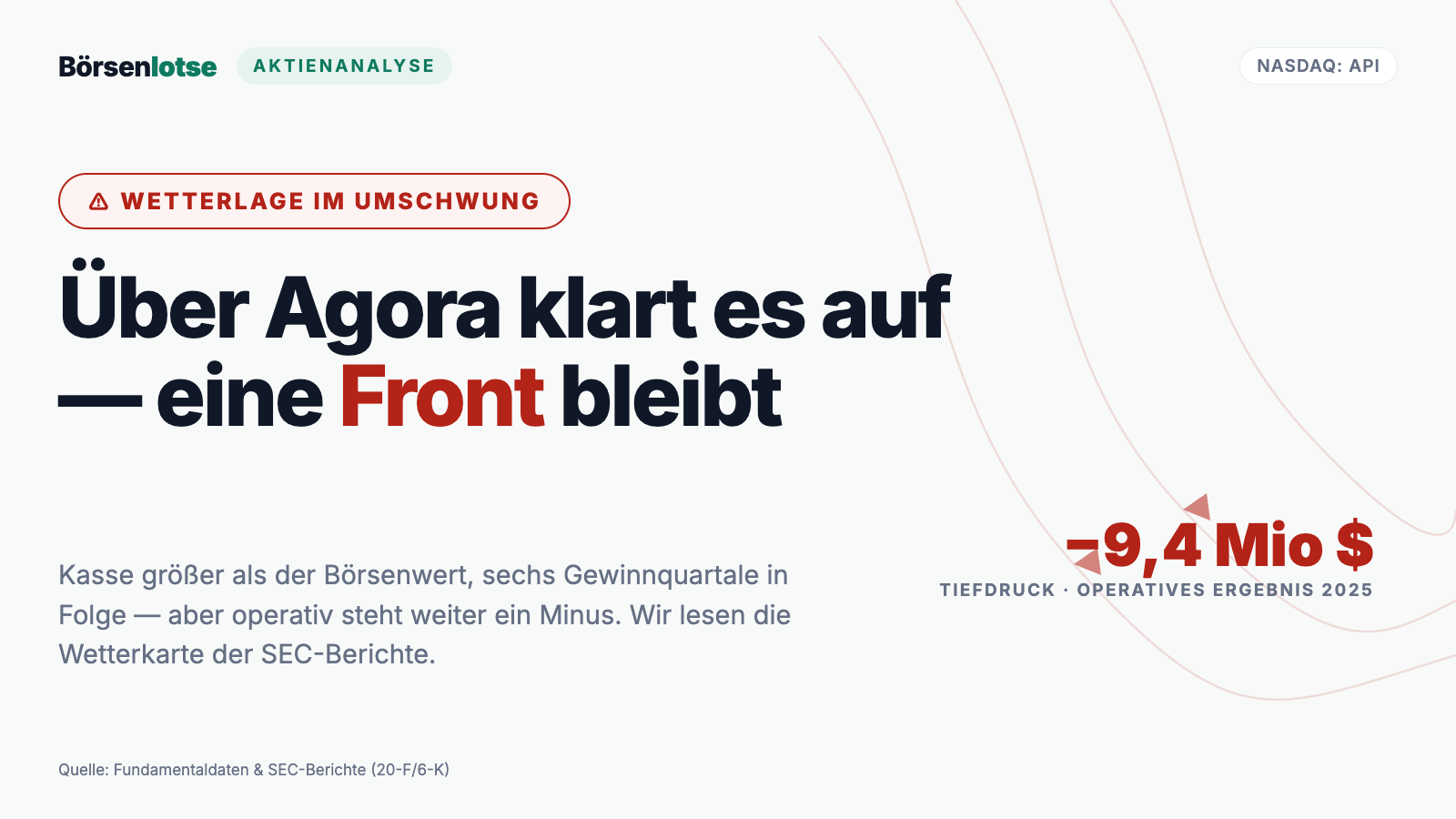 Agora-Aktie: 366 Millionen Dollar in der Kasse, 357 Millionen an der Börse — und ein Gewinn, der von Zinsen lebt