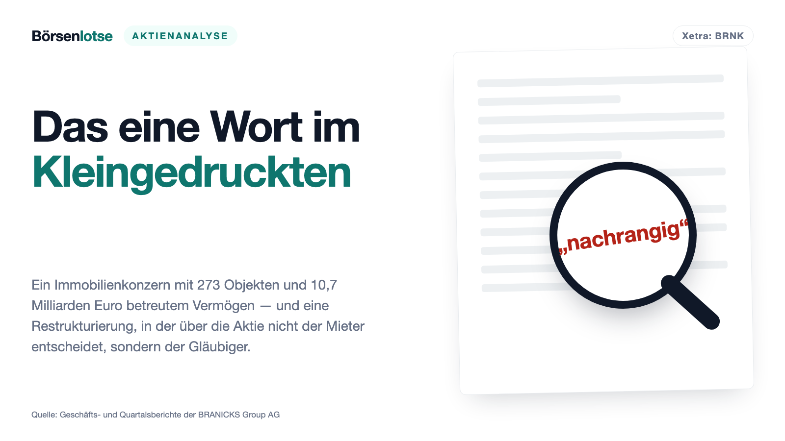Branicks: 10,7 Milliarden Euro betreutes Vermögen — und kein geprüfter Abschluss für 2025