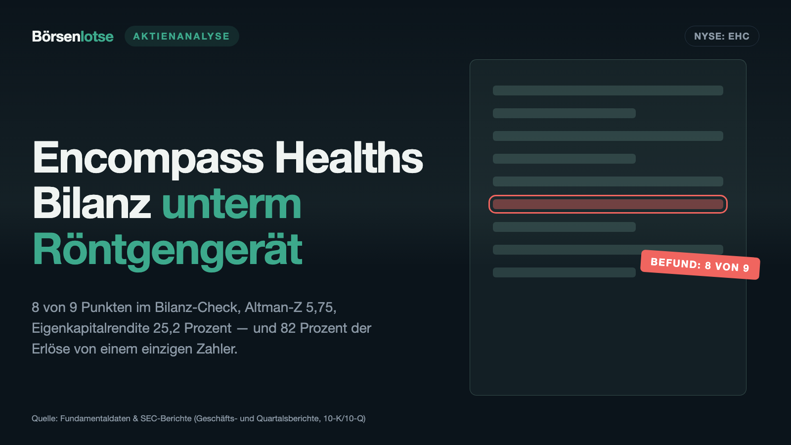 Encompass Health: Wer 82 Prozent der Rechnungen zahlt, setzt auch den Preis fest