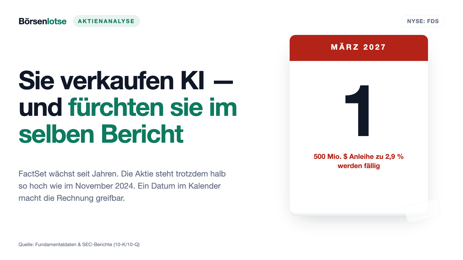 FactSet: Sie verkaufen KI — und im selben Geschäftsbericht steht, warum KI ihr Geschäft billiger macht
