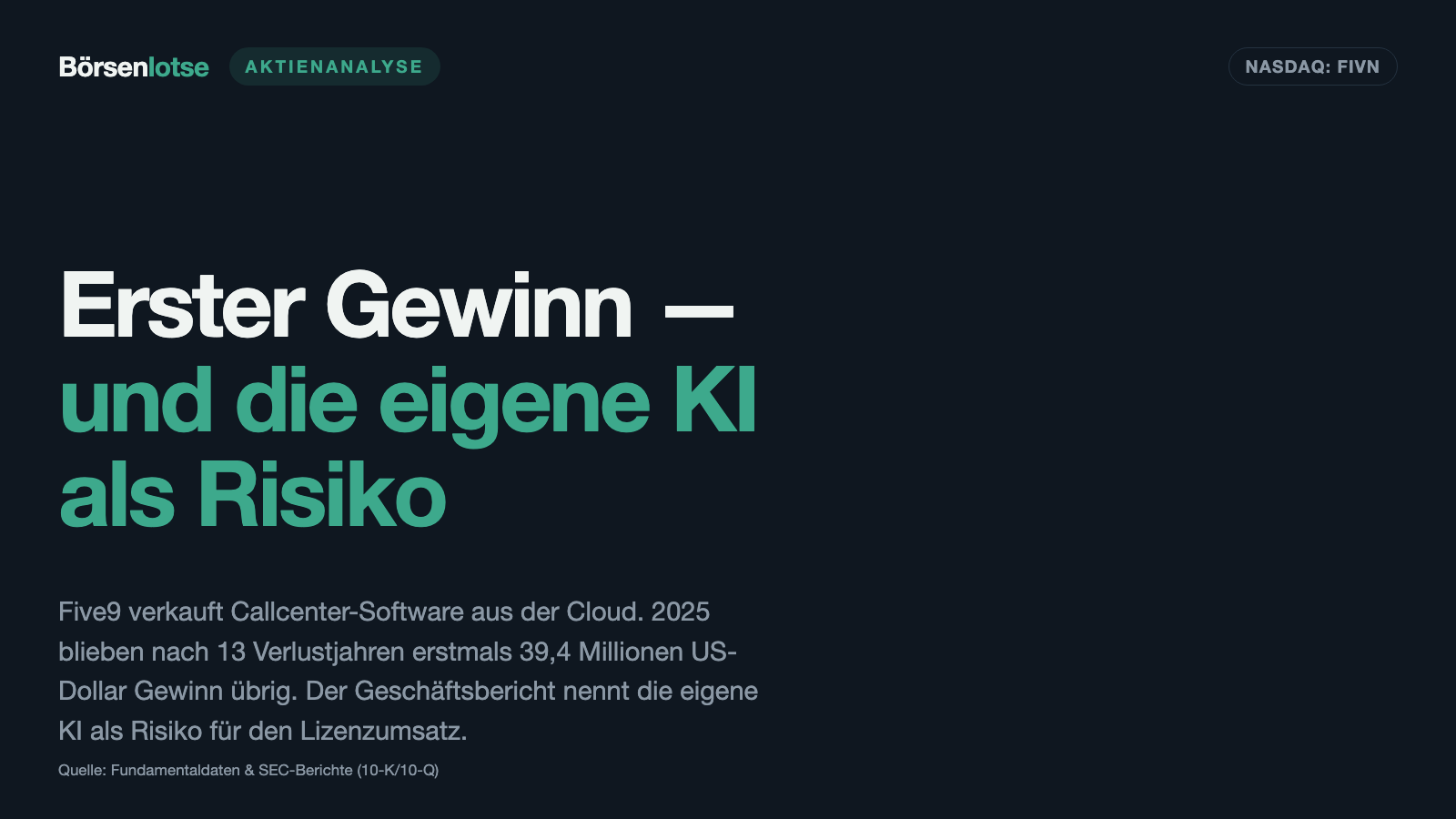 Five9: Der erste Gewinn nach 13 Jahren — und die KI, die den eigenen Umsatz kostet