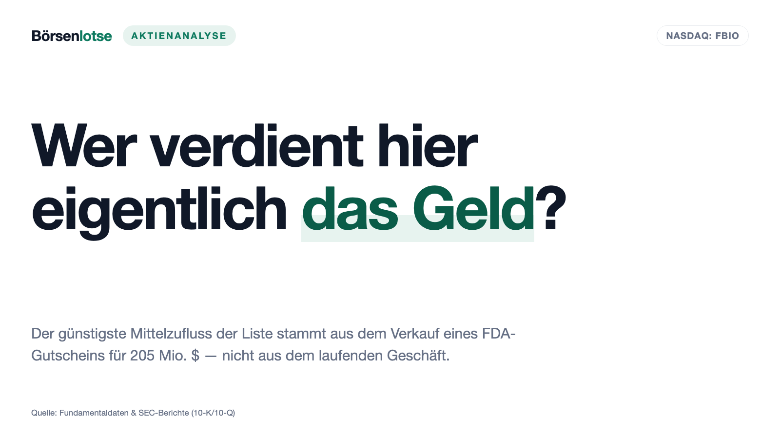Fortress Biotech: 205 Millionen Dollar für einen Behörden-Gutschein — und die Frage, wem das Geld gehört