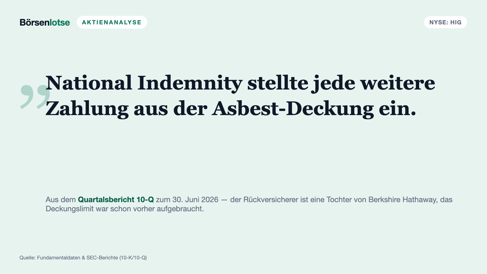 Hartford-Aktie: Der Berkshire-Schirm gegen Asbest ist zu — und es regnet