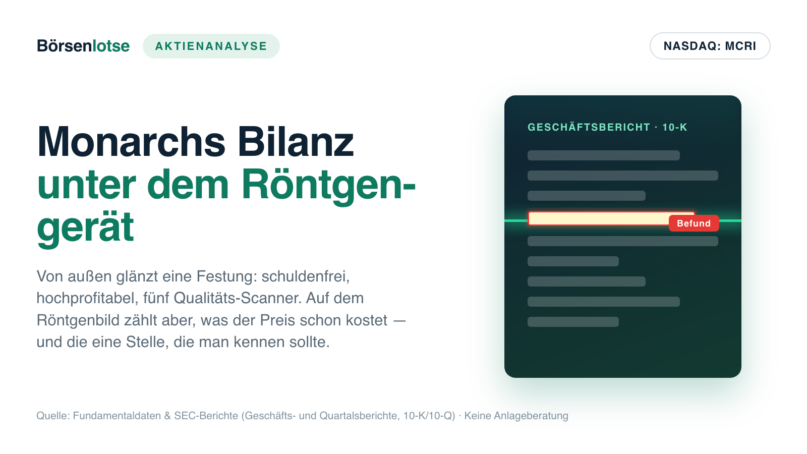 Monarch Casino: die stärkste Qualitäts-Aktie der Serie — und der Aufpreis, den kaum jemand mitrechnet
