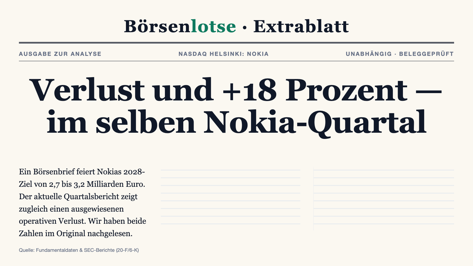 Nokia weist für dasselbe Quartal einen Verlust und ein Ergebnisplus von 18 Prozent aus — beides stimmt