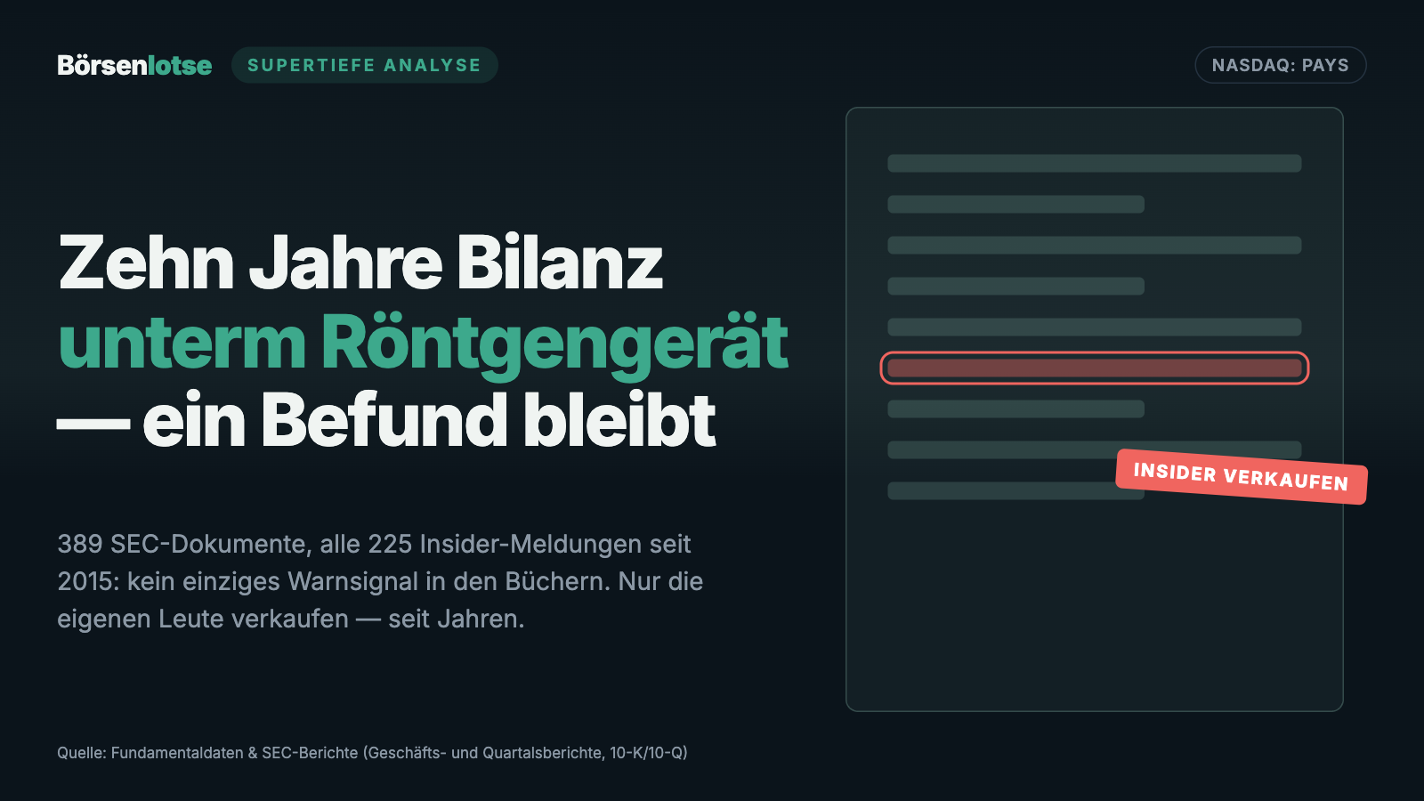 Paysign-Aktie: zehn Jahre ohne ein einziges Warnsignal — und Insider, die trotzdem lieber verkaufen