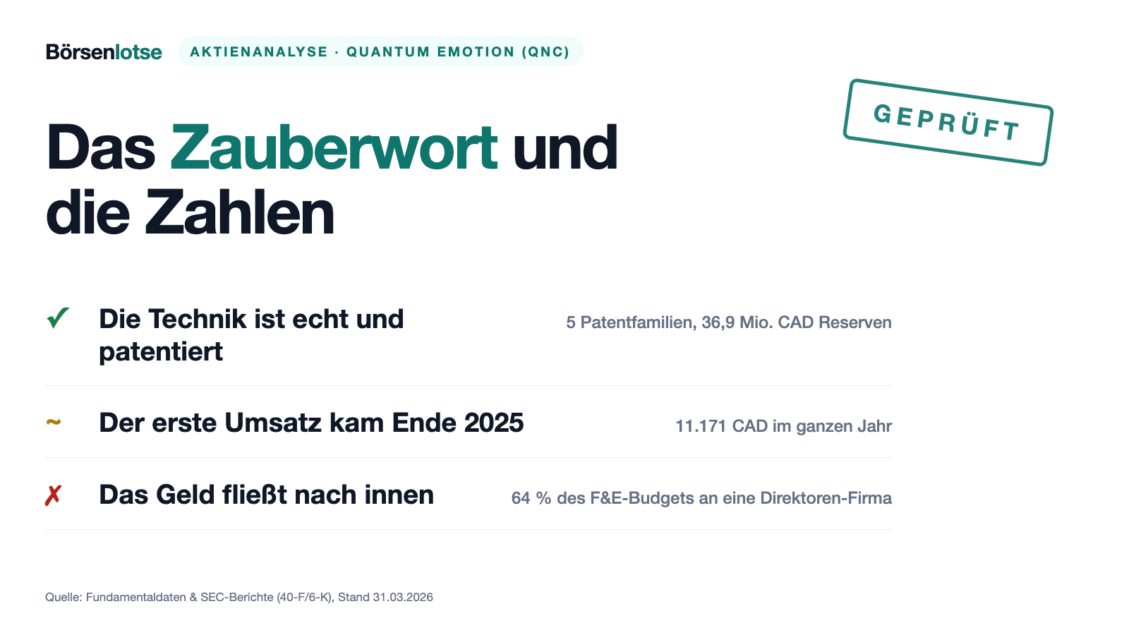 Quantum eMotion: 11.171 Dollar Umsatz im ganzen Jahr — und 6,8 Millionen für Aktienoptionen