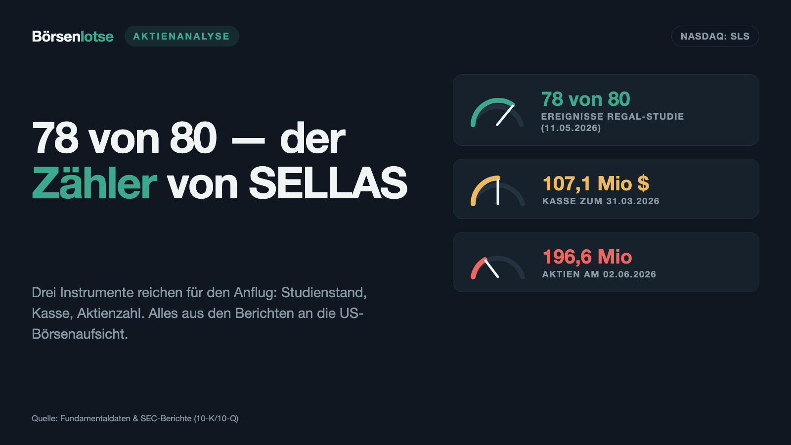 SELLAS-Aktie: 78 von 80 — der Zähler, an dem 2,2 Milliarden Dollar hängen