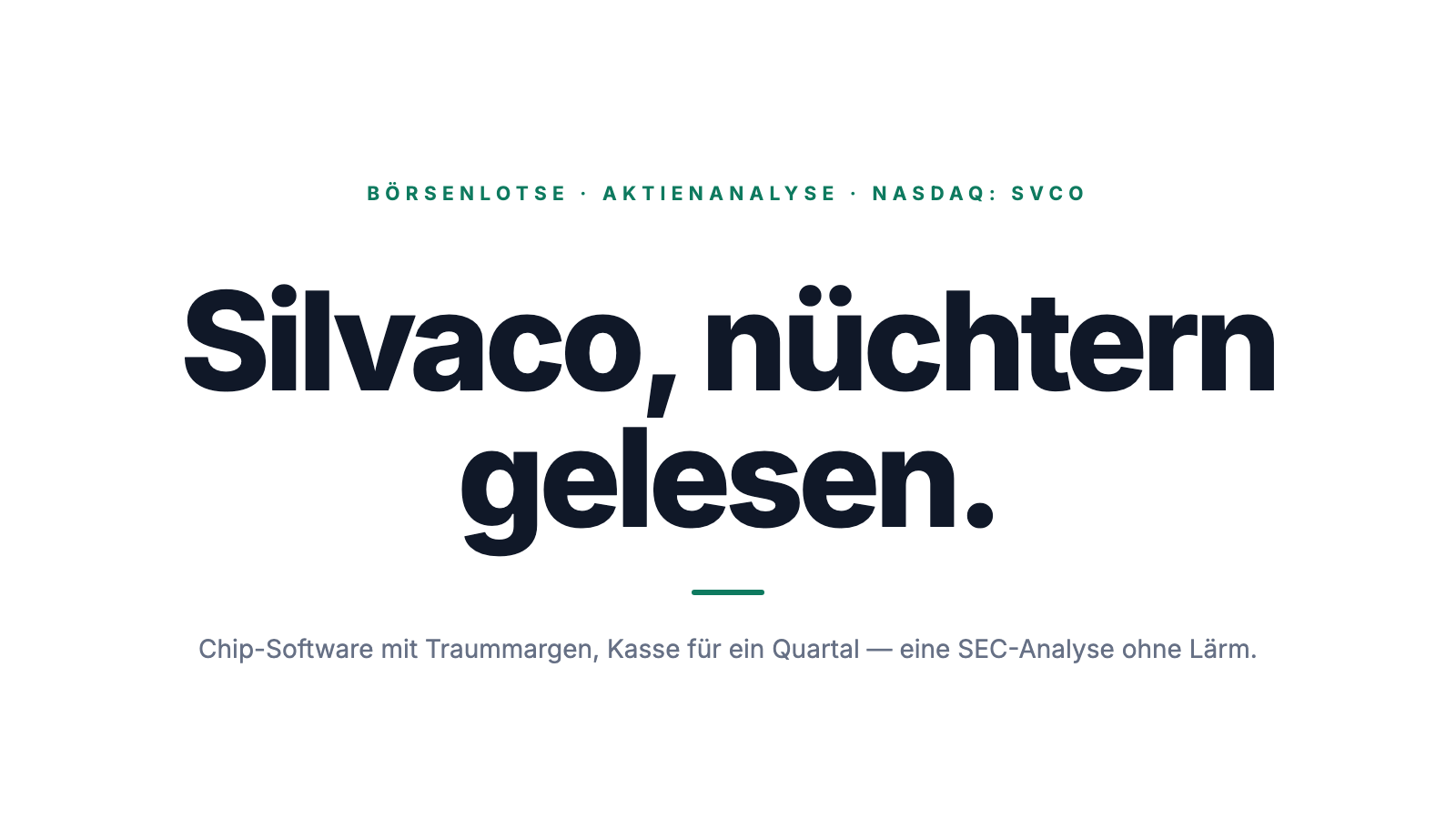 Silvaco-Aktie: Traum-Geschäftsmodell, Kursverdreifachung — und eine Kasse für ein Quartal