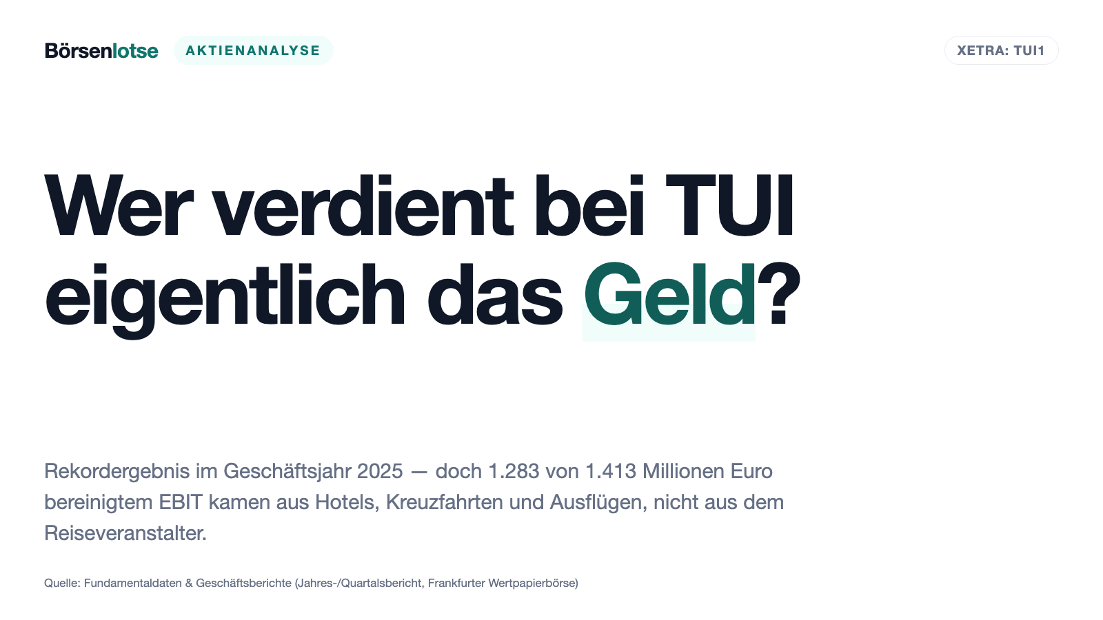 TUI: Rekordjahr auf der Vorderseite, aufgelaufene Verluste auf der Rückseite