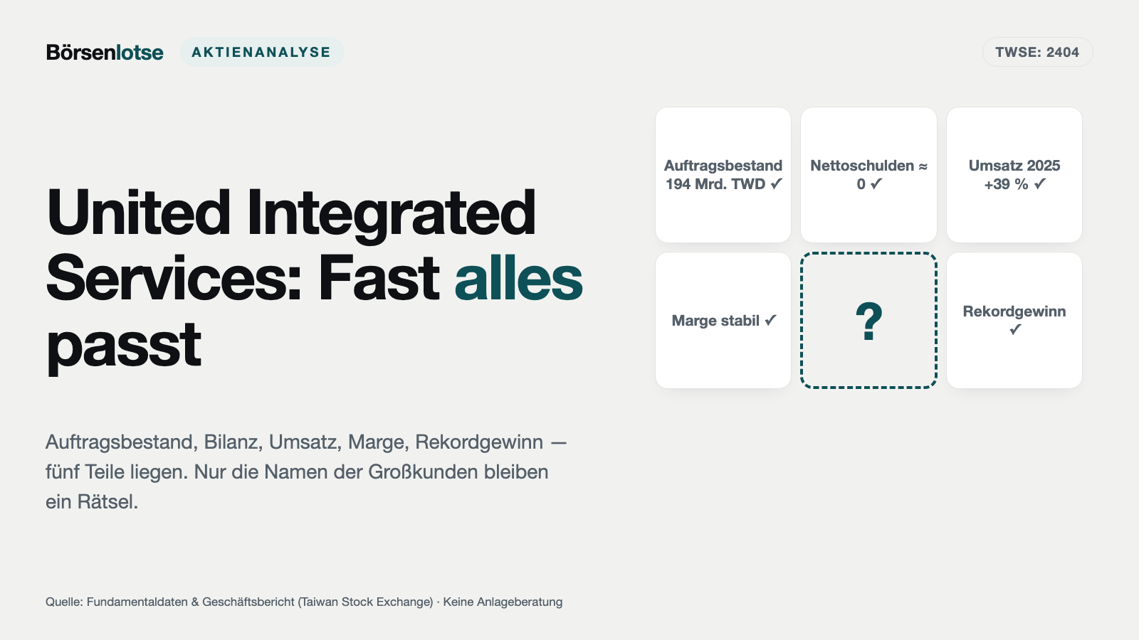United Integrated Services: Die Schaufel, die aussieht, als könne sie nicht brechen