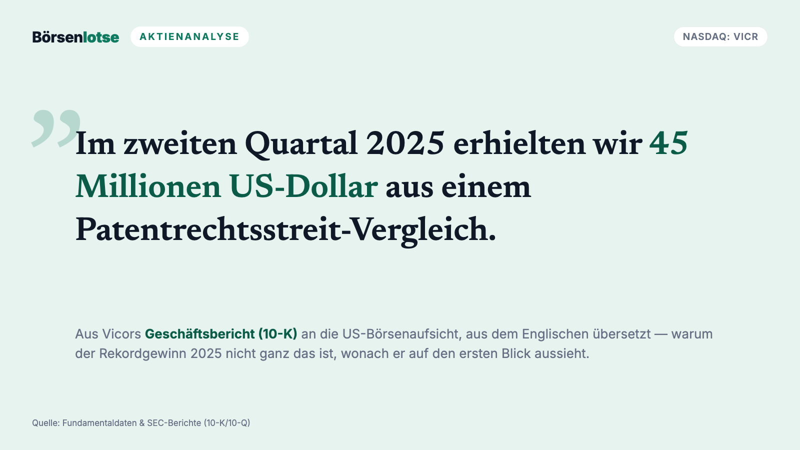 Vicor-Aktie: der schuldenfreie KI-Strom-Champion — und der Rekordgewinn mit dem Sternchen