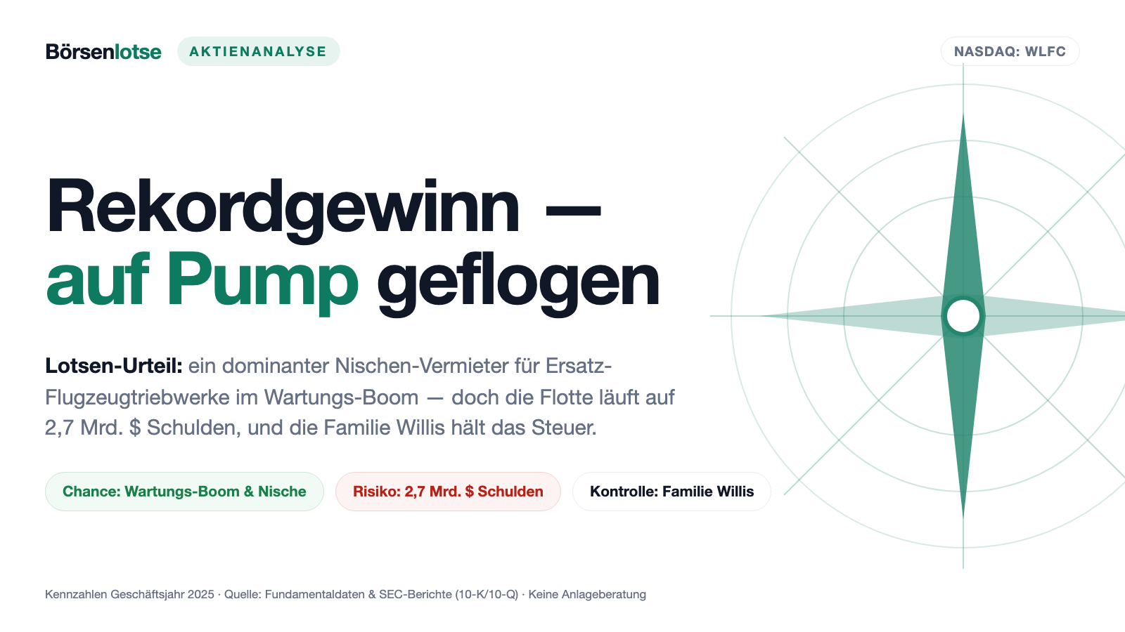 Willis Lease-Aktie: Rekordgewinne mit Flugzeug-Triebwerken — finanziert mit 2,7 Milliarden Dollar Schulden